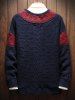 V Neck Color Block Pullover Sweater -  