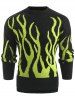 Plant Print Long Sleeve Pullover Sweater -  