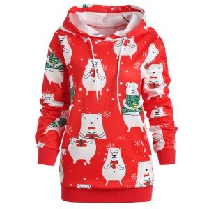 

Plus Size Snowflake Christmas Hoodie, Red