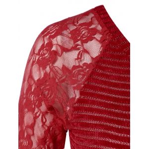 Plus Size V Neck Lace Panel Knitwear