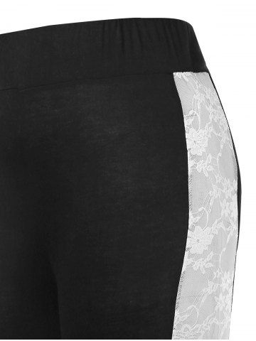 

Plus Size Lace Insert High Rise Leggings, Black