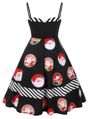 

Christmas Plus Size Santa Claus Print Pin Up Dress, Black
