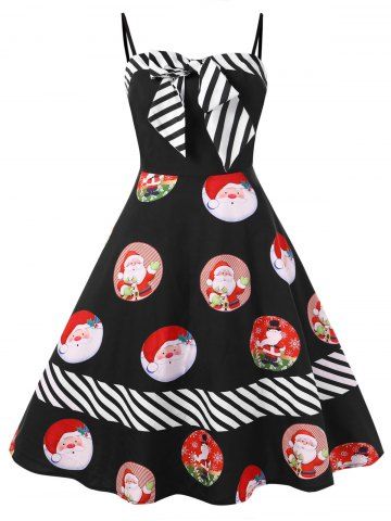 2019 christmas plus size santa claus print pin up dress