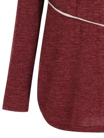 

Plus Size Mock Neck Long Sleeves Cut Out Top, Red
