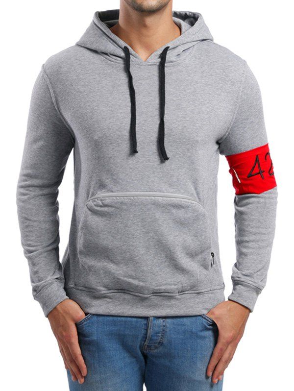 

Zipper Pocket Casual Drawstring Hoodie, Light gray