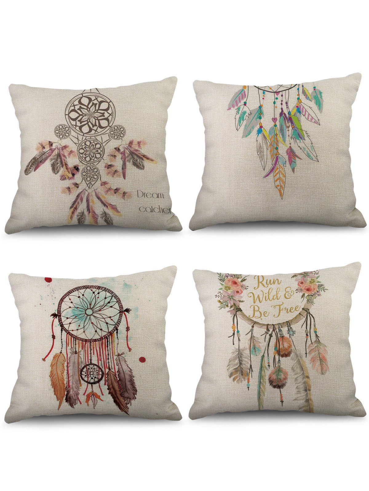 

4 Pcs Dream Catcher Print Sofa Linen Pillowcases, Multi