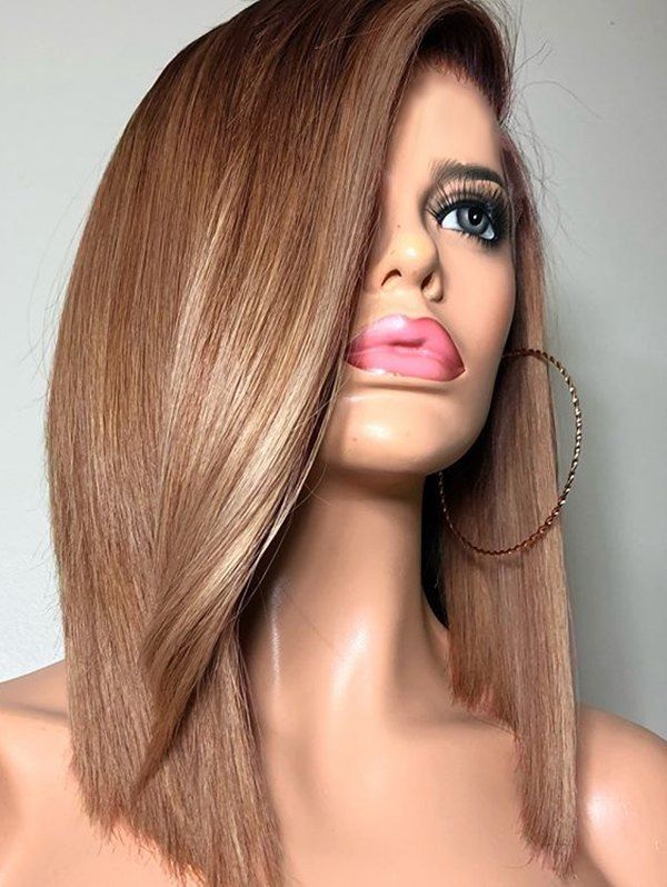 

Medium Ombre Side Parting Straight Synthetic Wig, Multi