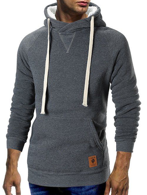 

Casual Raglan Sleeve Kanga Pocket Pullover Hoodie, Dark gray