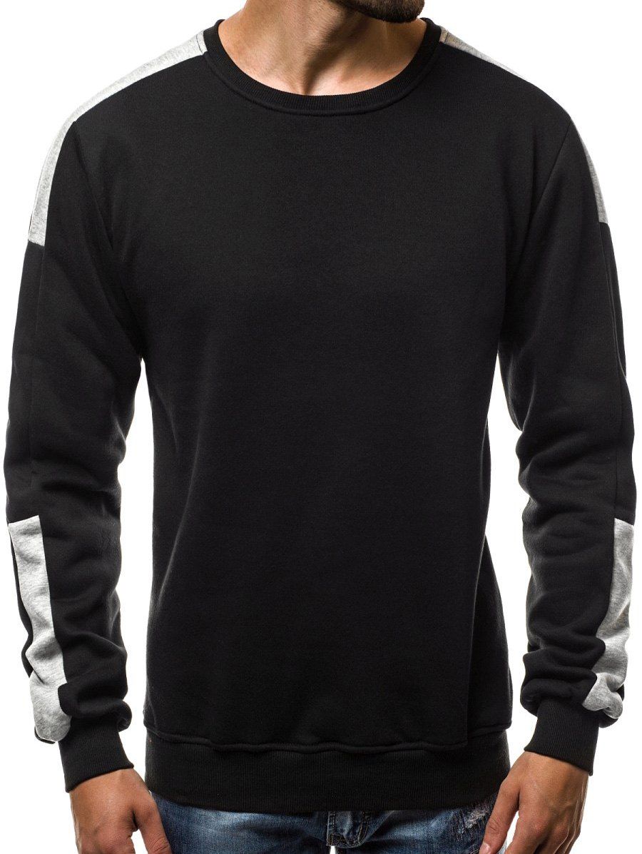 

Color Block Side Striped Fleece Sweatshirt, Black