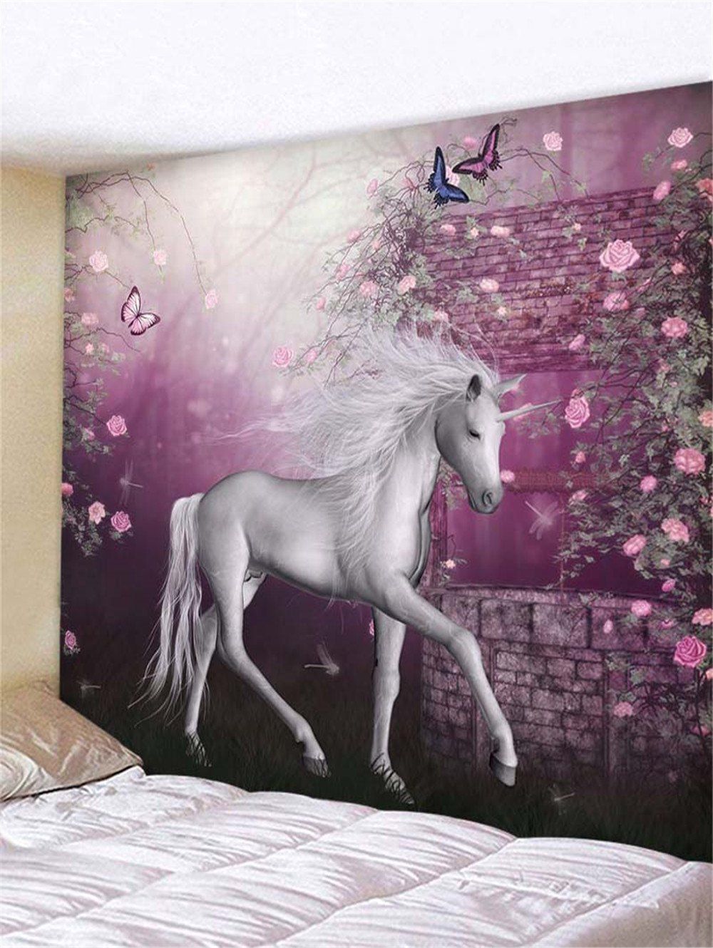 

Flower Unicorn Print Tapestry Wall Hanging Decoration, Multi