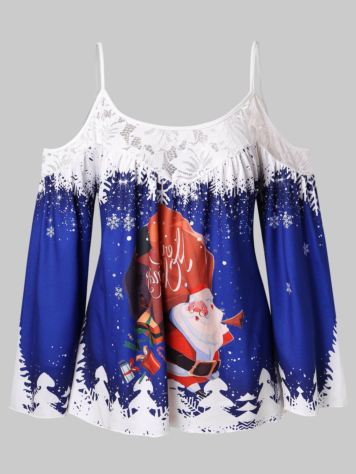 

Plus Size Cold Shoulder Santa Claus Christmas Cami Top, Multi