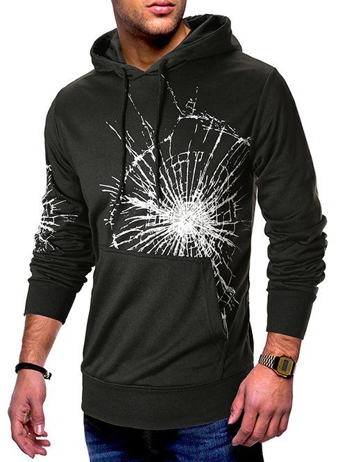 

Cobweb Print Long Sleeve Pullover Hoodie, Black