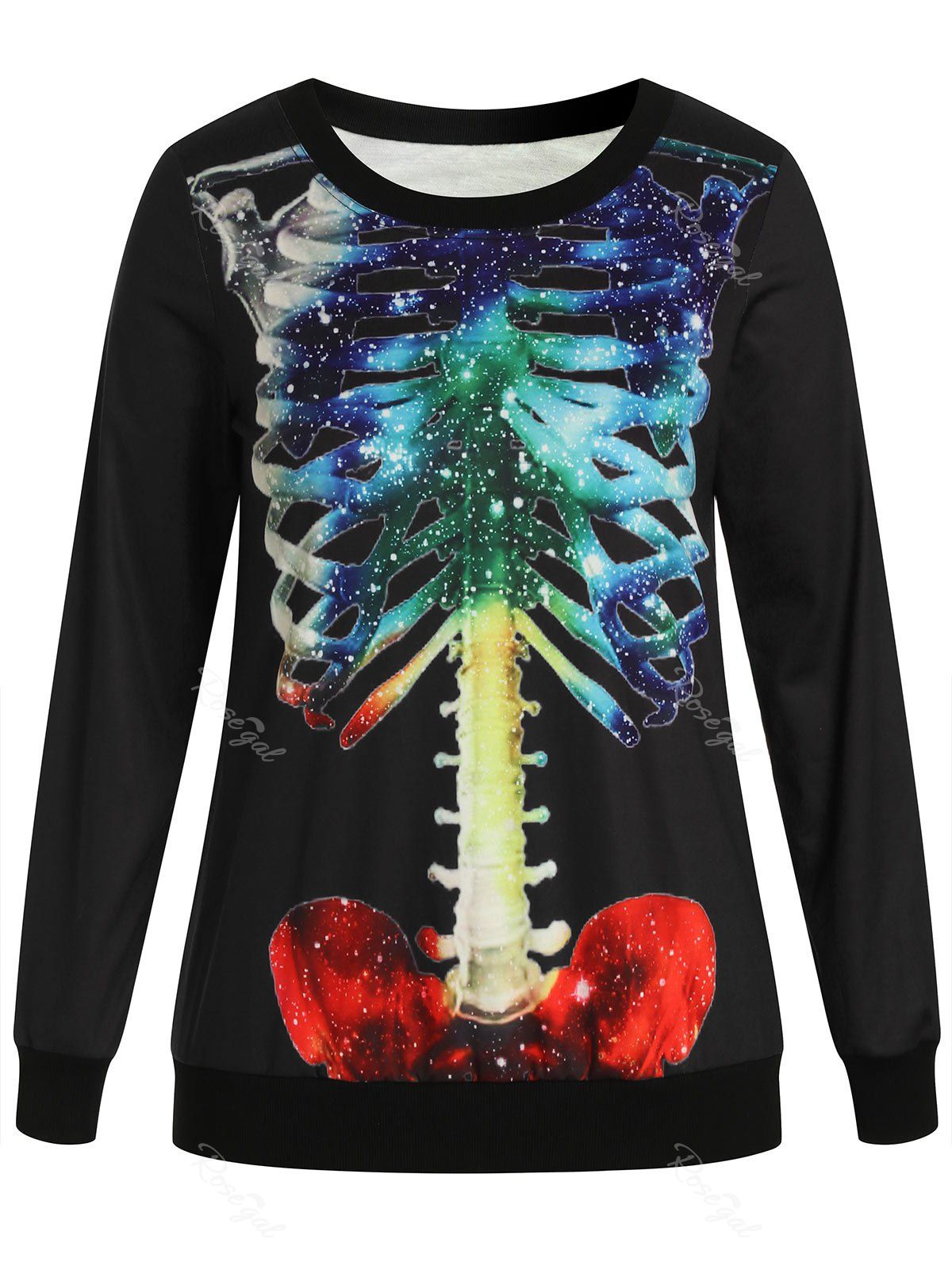 

Halloween Plus Size Skeleton Pattern Sweatshirt, Black