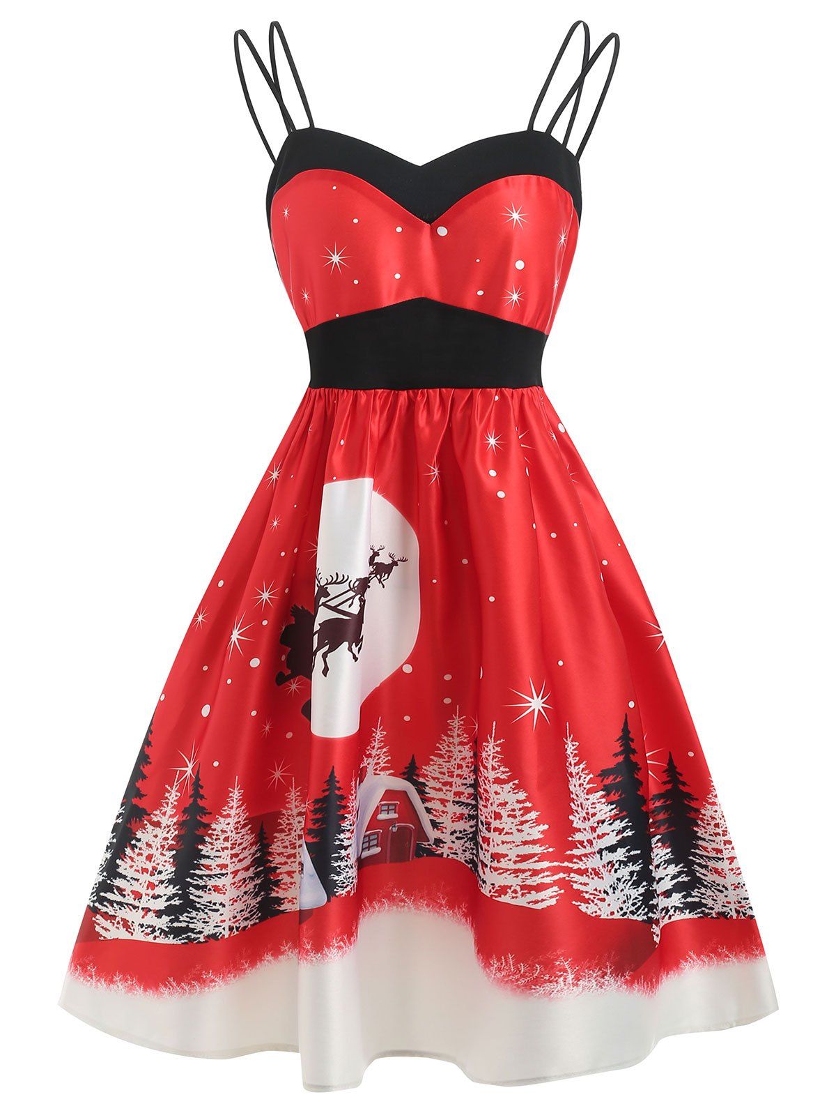 

Vintage Christmas Printed Cami Dress, Ruby red