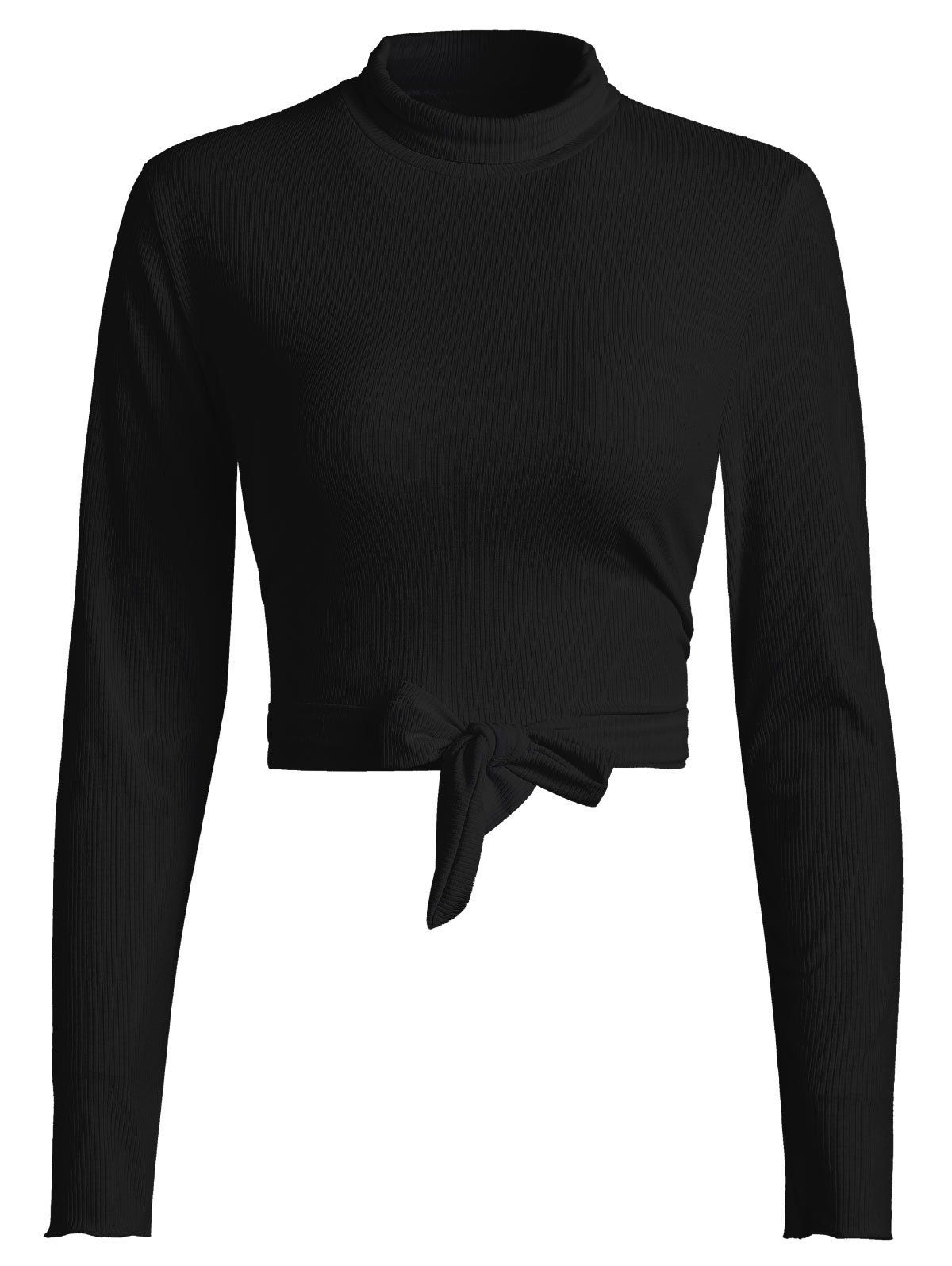 

Turtleneck Backless Cropped Knitwear, Black