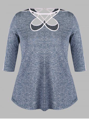 

Plus Size Cut Out Space Dyed T-shirt, Pastel blue