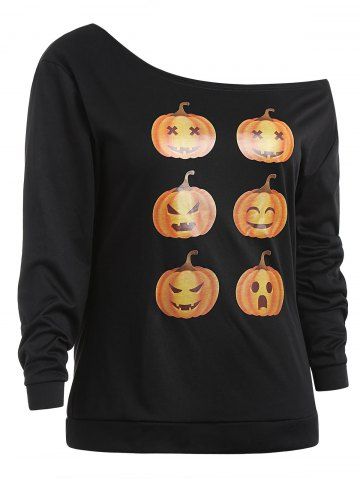 

Pumpkin Lantern Plus Size Halloween Sweatshirt, Black