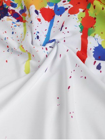 

Colorful Painting Splatter Print Pullover Hoodie, White