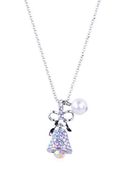 

Rhinestone Christmas Bell Pendant Necklace, Silver