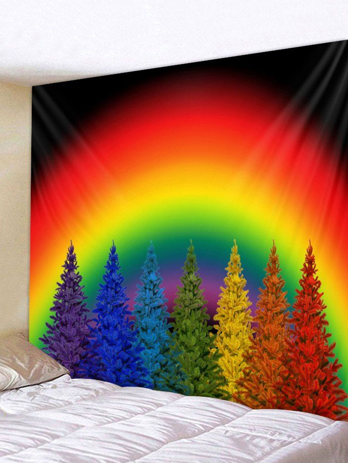 

Christmas Rainbow Tree Print Tapestry Wall Hanging Decoration, Multi