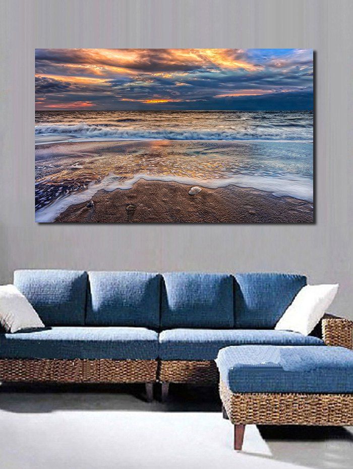 

Sunset Beach Print Unframed Canvas Paintings, Multi