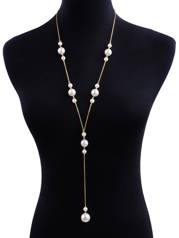 

Vintage Pendant Faux Pearl Alloy Necklace, Gold