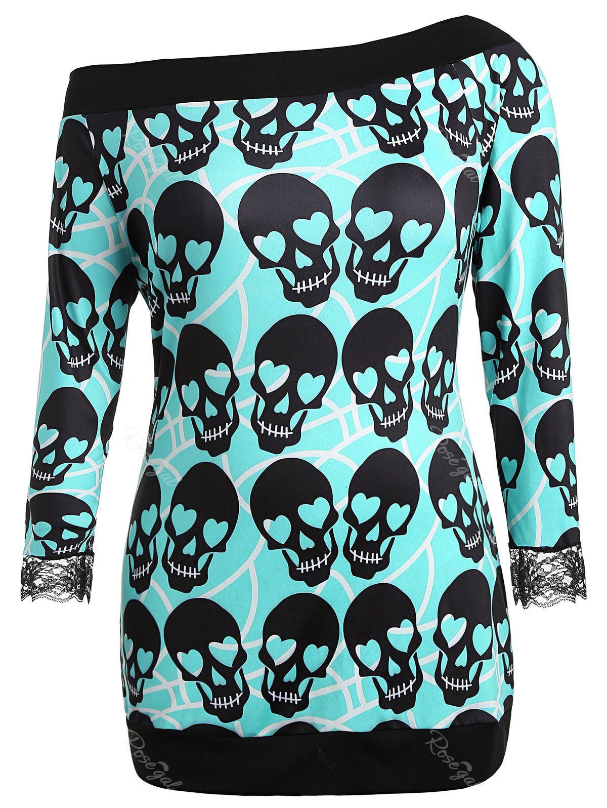

Plus Size Skull Graphic Top, Medium turquoise