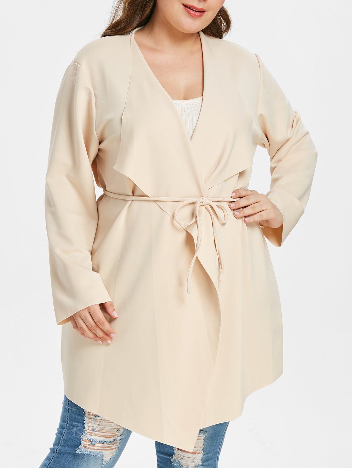 

Plus Size Draped Coat, Beige