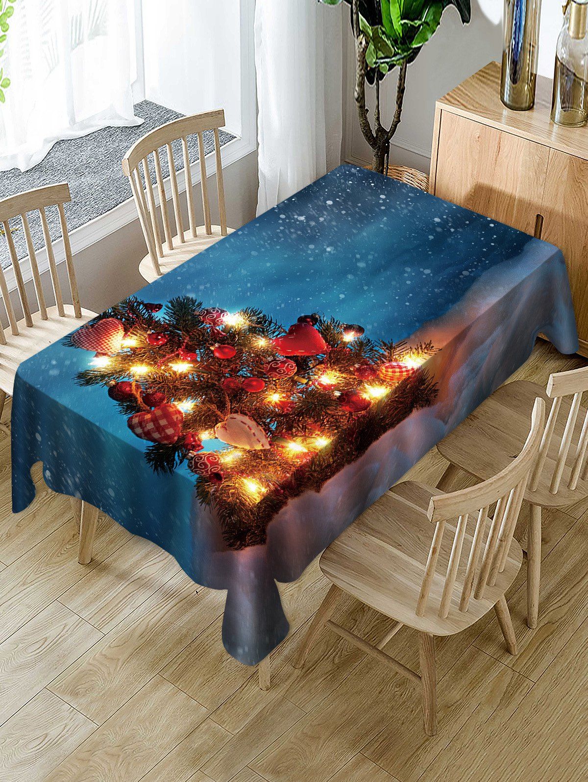 Shop Christmas Tree Snow Fabric Waterproof Table Cloth Shop Christmas Tree Snow Fabric Waterproof Table Cloth