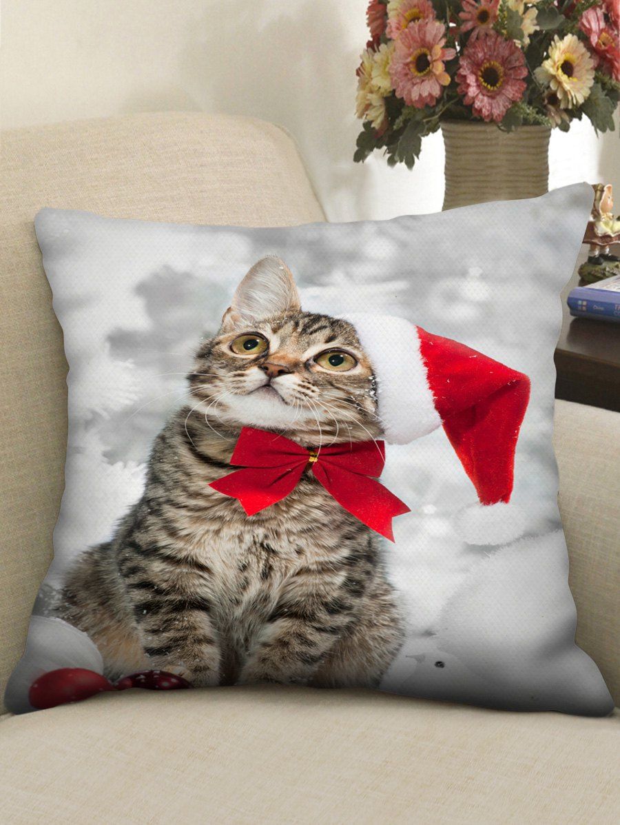 

Christmas Cat Printed Pillowcase, Multi