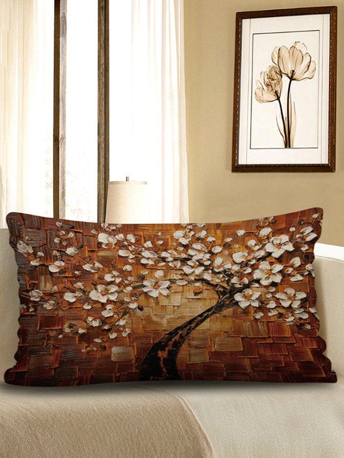 

Flower Tree Pattern Linen Waist Pillowcase, Multi