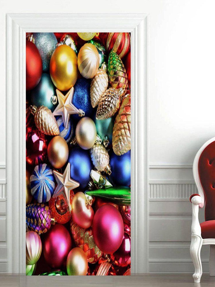 

Christmas Baubles Pattern Door Stickers, Multi