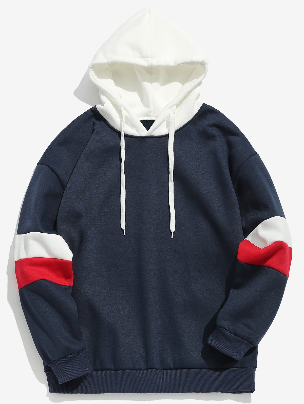 

Casual Splicing Color Block Hoodie, Deep blue