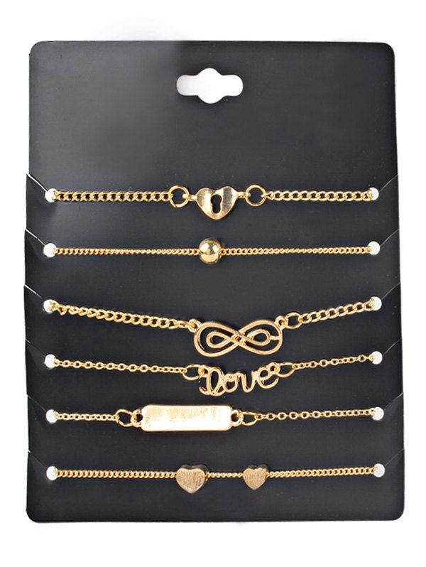 

Vintage Heart LOVE Alloy Ankle Bracelet, Gold