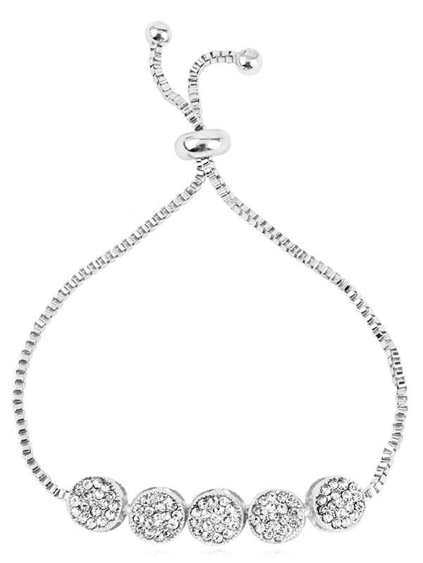 

Rhinestone Inlaid Rounded Alloy Bracelet, Silver