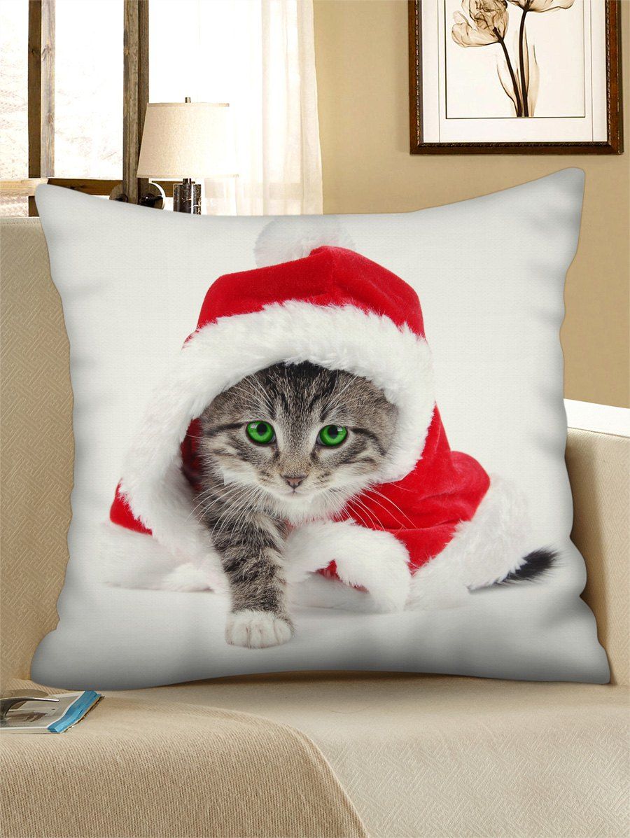 [45% OFF] Christmas Cat Pattern Throw Pillow Case | Rosegal