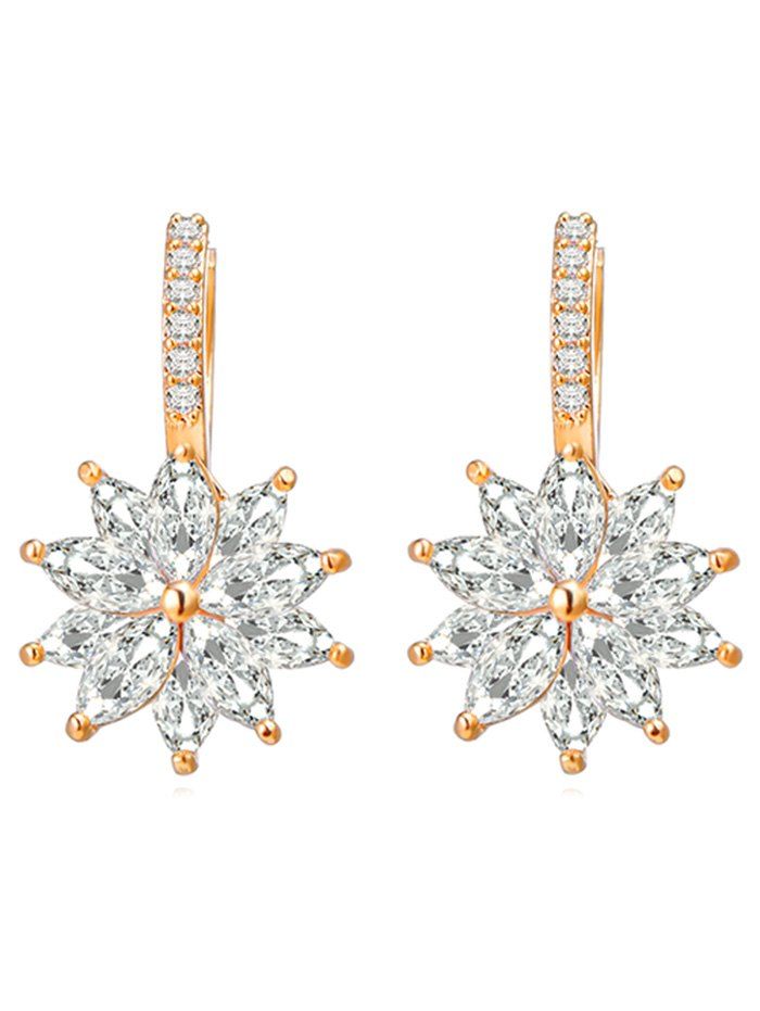 

Sparkly Rhinestone Inlaid Floral Drop Earrings, Gold
