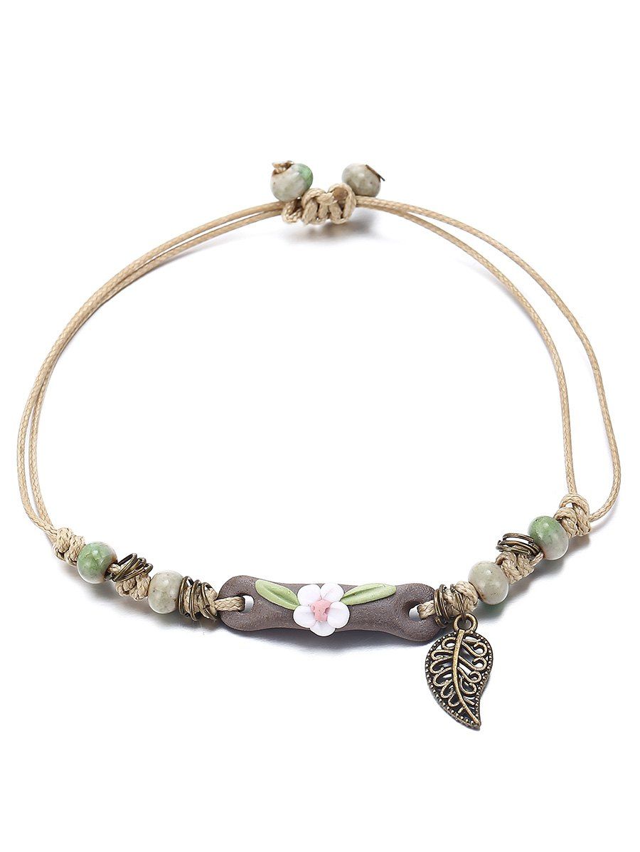 

Feather Floral Ethnic Style Bracelet, Dark green