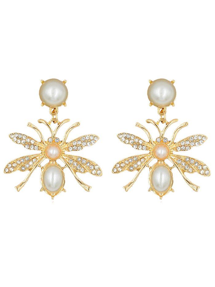 

Elegant Rhinestone Faux Pearl Butterfly Earrings, Gold