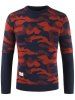 Camouflage Pattern Patchwork Casual Sweater -  