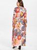 Plus Size Belted Floral Print Maxi Dress -  