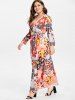 Plus Size Belted Floral Print Maxi Dress -  