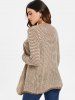 Collarless Long Sleeve Knitted Drape Front Cardigan -  