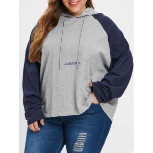 

Plus Size Raglan Sleeve Americana Hoodie, Light gray