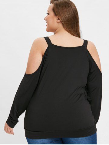 

Plus Size Draped Detail Long Sleeve T-shirt, Black