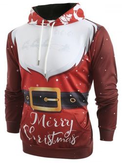 Sweat à Capuche Costume 3D Père Noël en Cravate Imprimé - CHESTNUT RED - XL