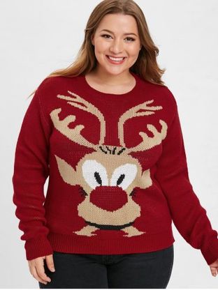 Plus Size Reindeer Christmas Sweater
