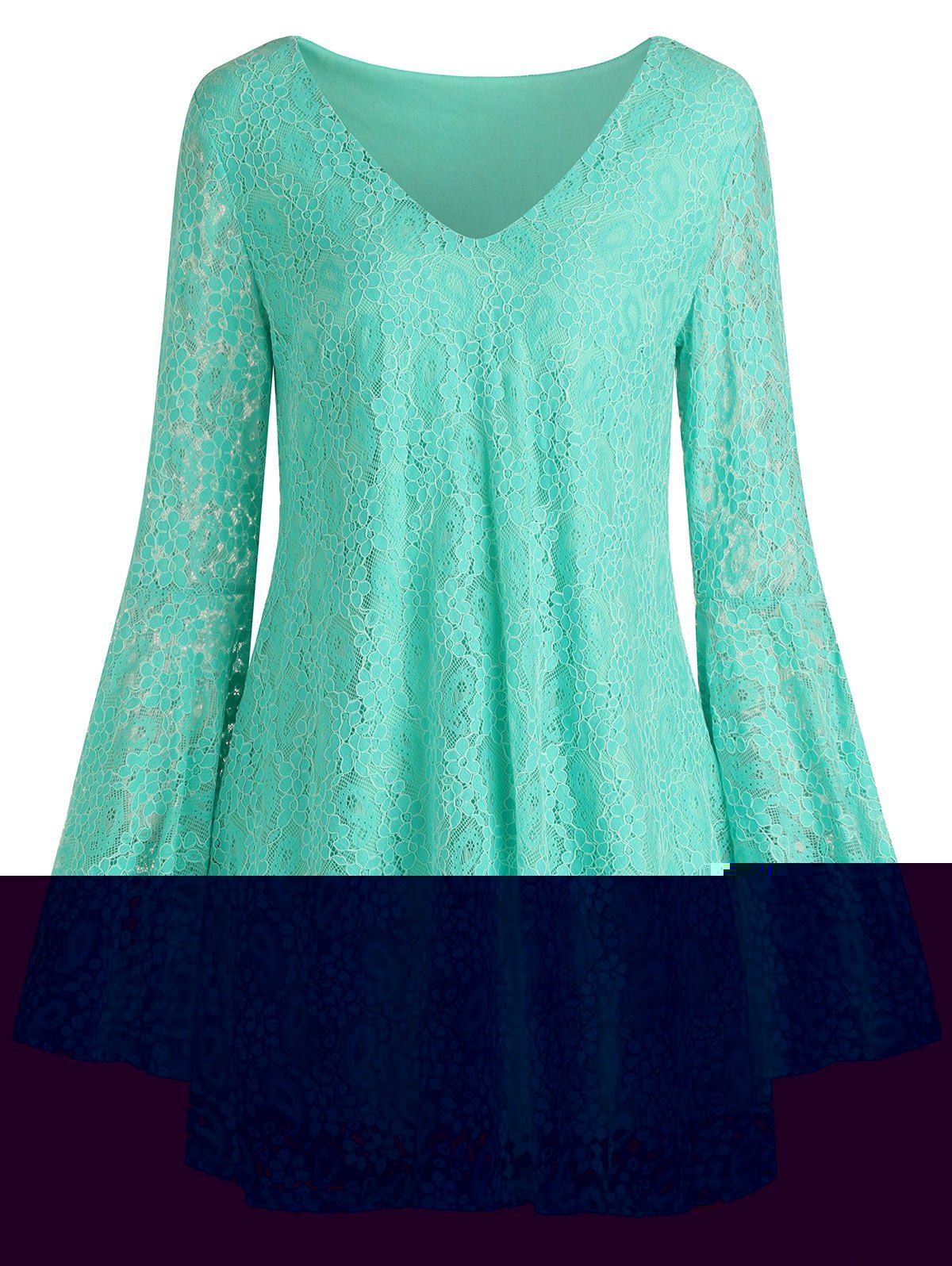 

Bell Sleeve Mini Lace Dress, Mint green