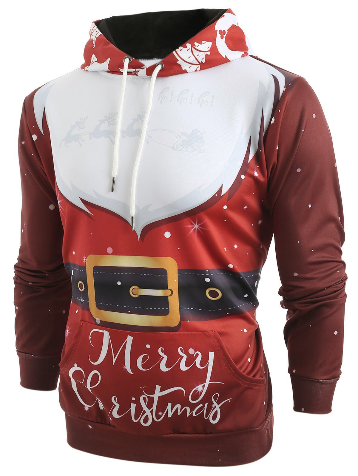 

3D Santa Claus Costume Print Christmas Hoodie, Chestnut red