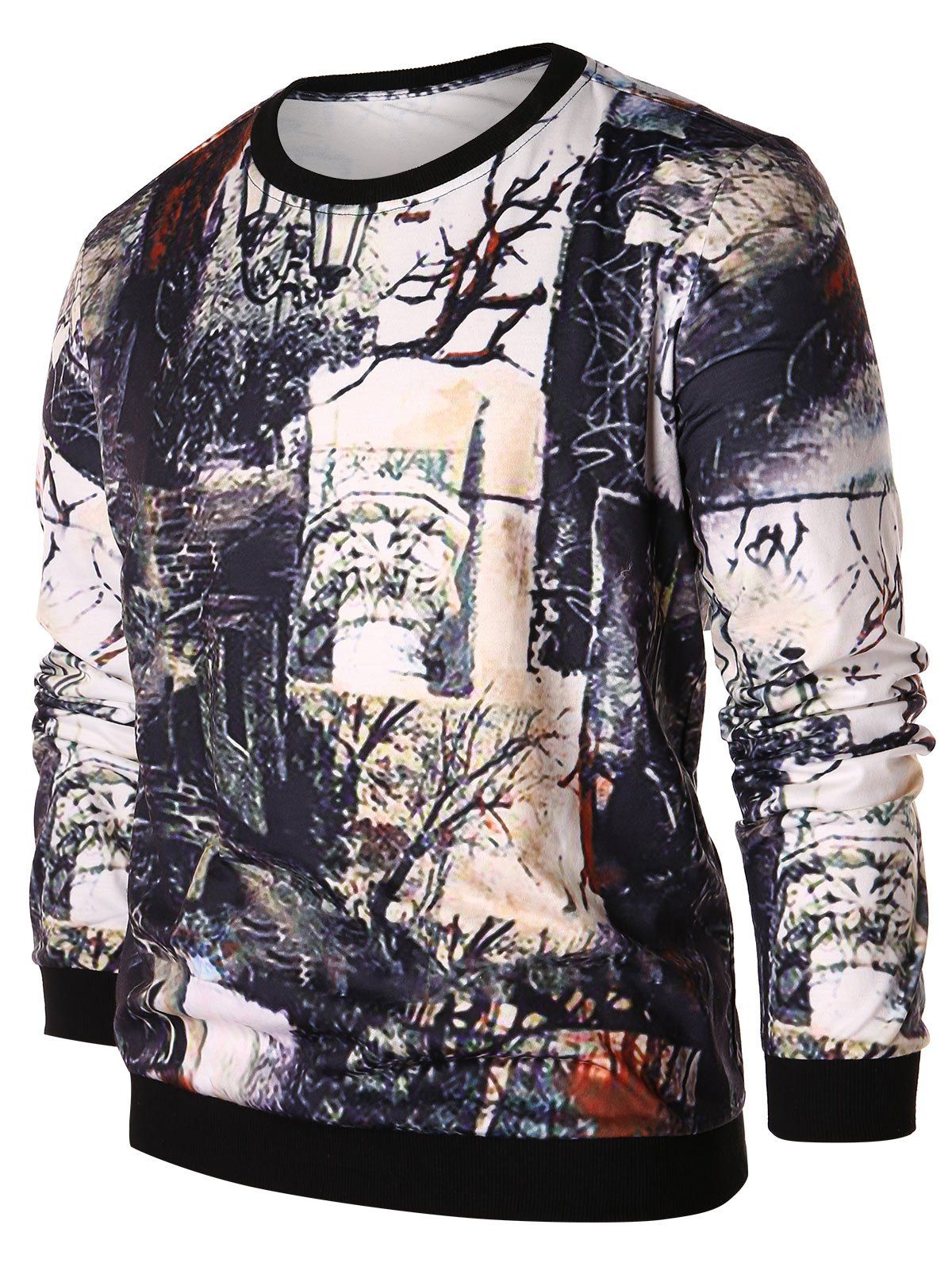 

Vintage Tree Print Pullover Sweatshirt, Multi